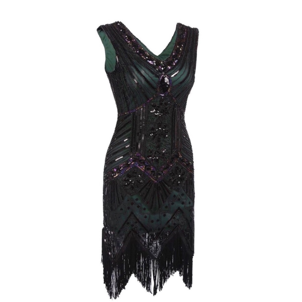 Retro Stage Green Flapper Dress Size 4X